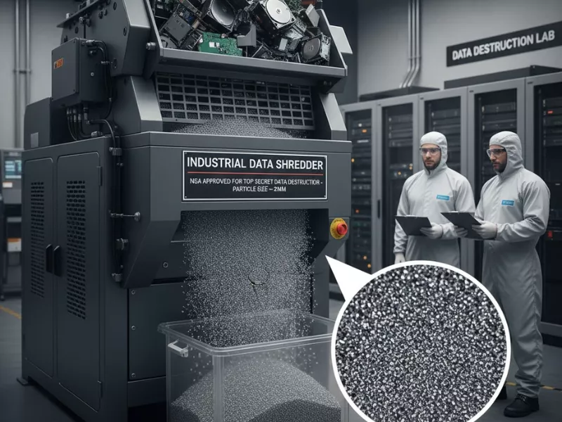 Shredders reduce storage devices to particles smaller than 2mm